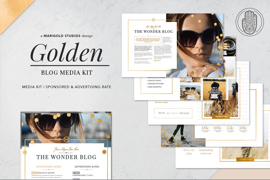 金箔奢华装饰博客贴图模板16设计网精选 GOLDEN | Blog Media Kit插图