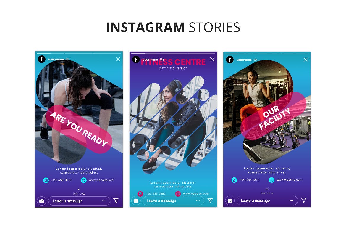 Instagram社交健身品牌营销设计素材 Fitness Instagram Stories插图(1)