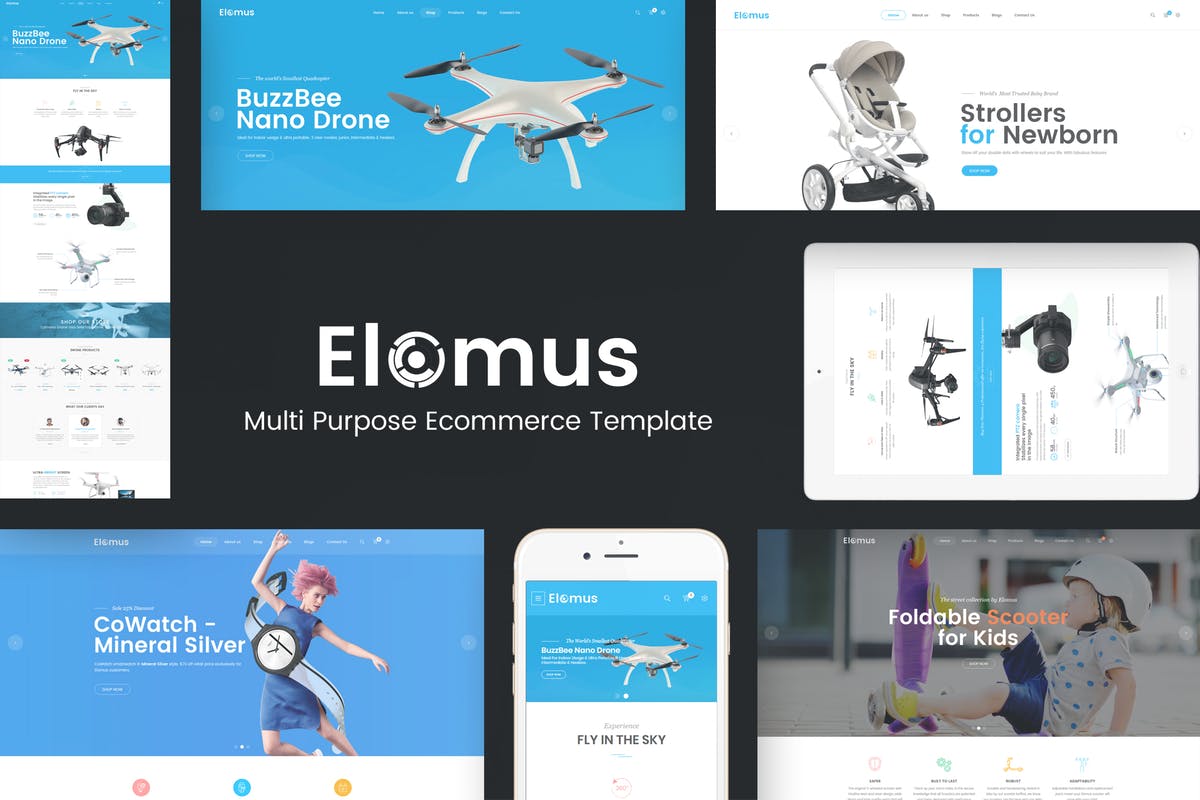创意电子设备电子玩具品牌官网OpenCart主题 Elomus – Single Product OpenCart Theme插图