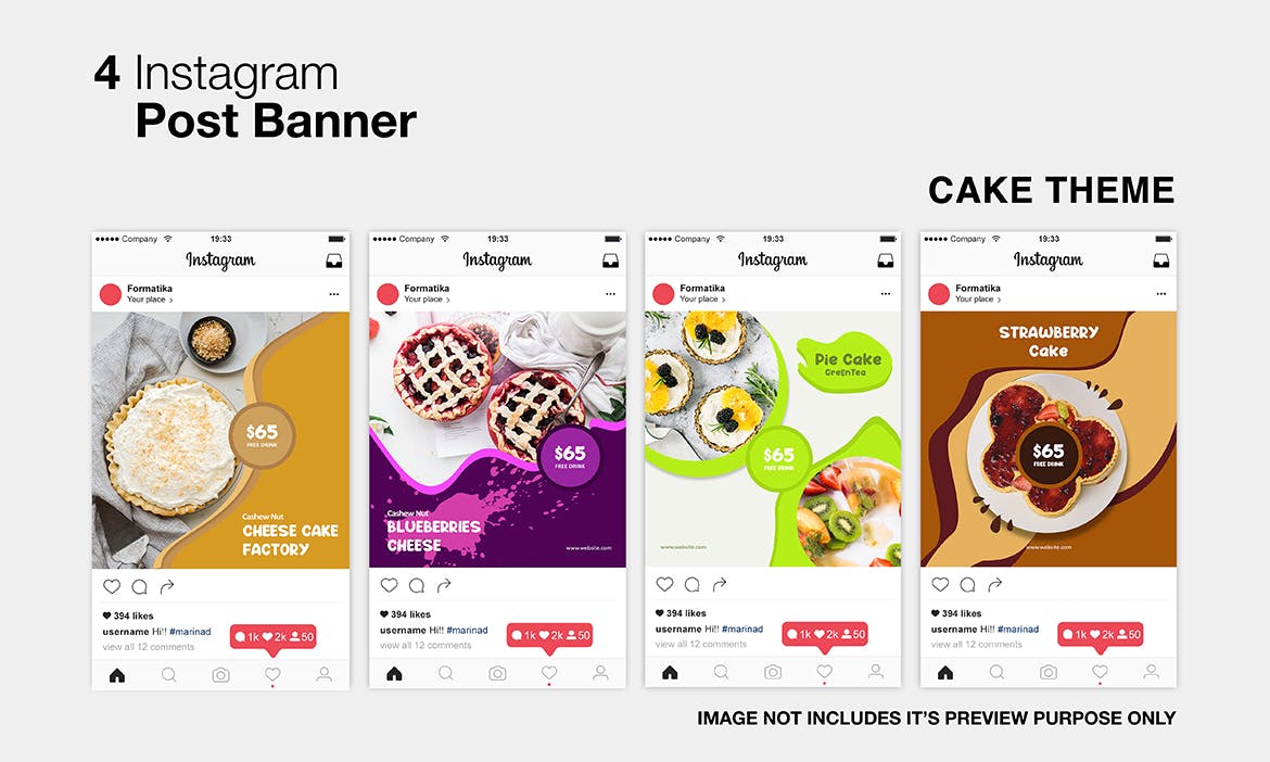 煎饼/馅饼美食主题Instagram社交平台营销设计素材 Pancake and Pie Instagram Post插图(1)