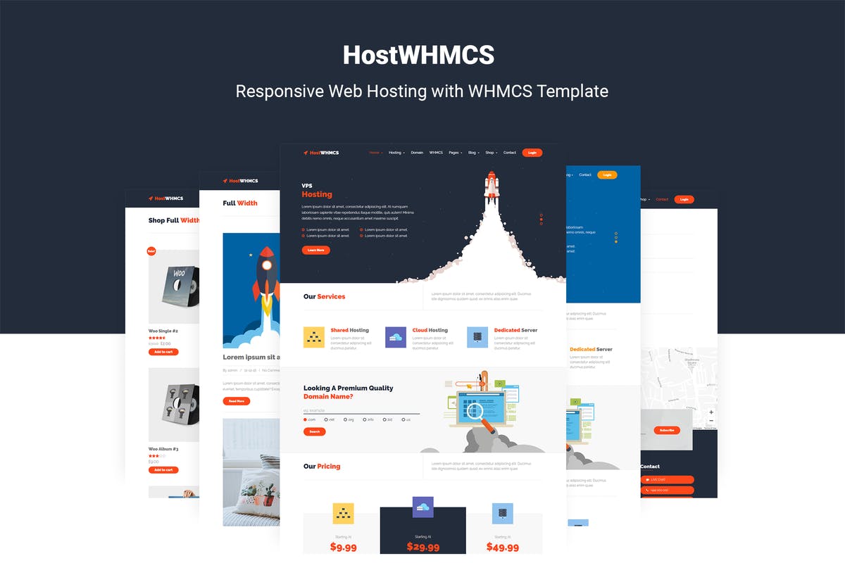 云计算服务供应商网站WHMCS模板素材库精选 HostWHMCS | Web Hosting with WHMCS Template插图