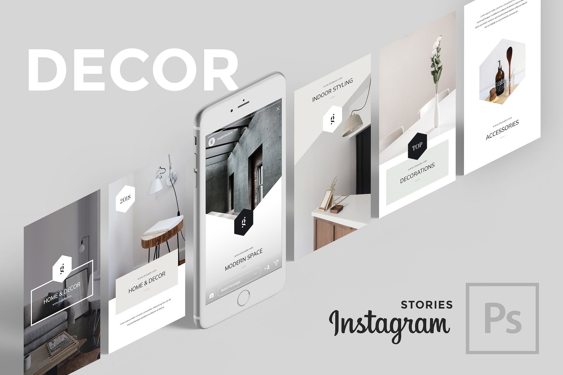 社交媒体文章贴图模板16图库精选素材 Decor PSD Instagram Stories插图