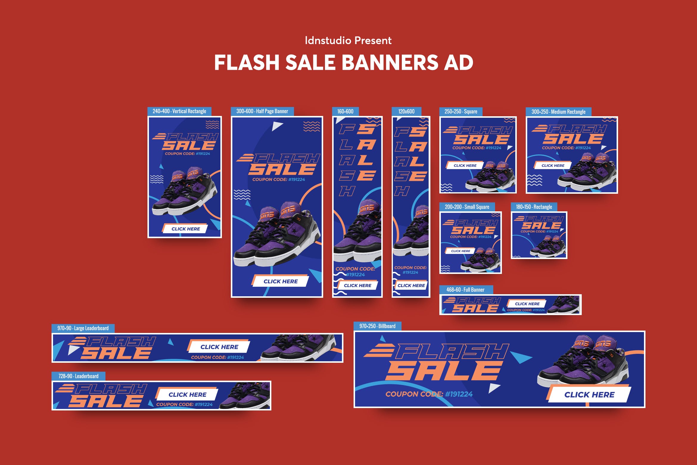 时尚产品促销网站常见尺寸广告图设计模板 Flash Sale Banners Ad插图