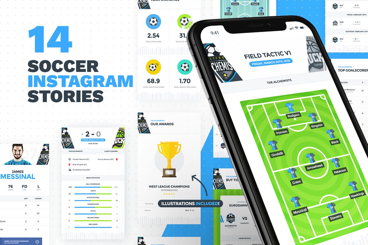 足球比赛主题 Instagram 故事模板非凡图库精选 14 Soccer – Football Instagram Stories插图