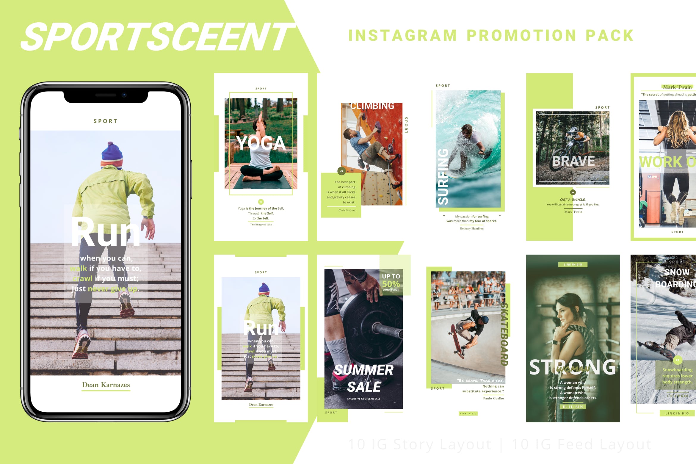 体育运动主题Instagram品牌故事设计模板素材库精选 Sportsceent – Instagram Story Pack插图