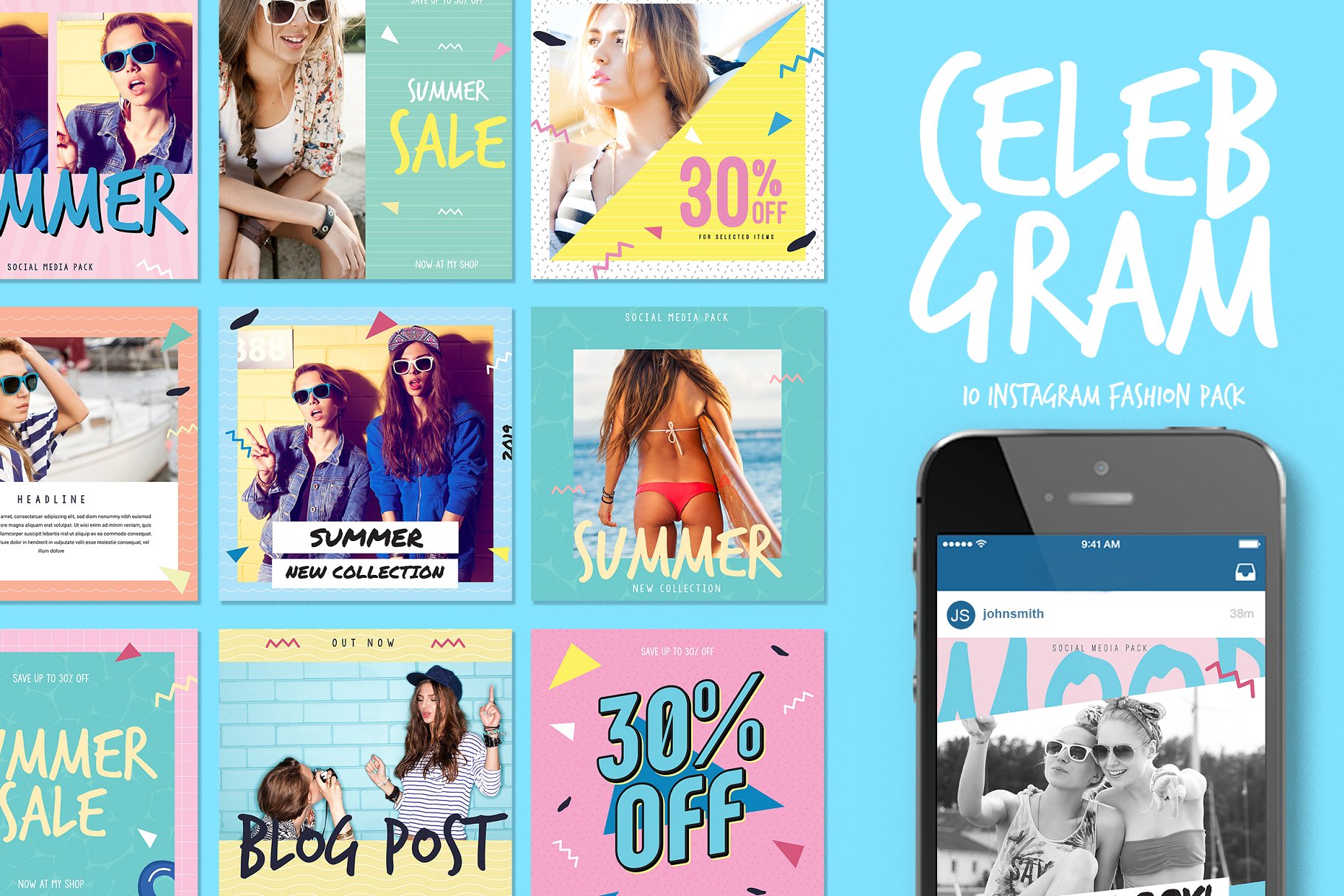 高品质时尚社交媒体INS帖子模板16设计网精选 Celebgram_Instagram Fashion Pack插图