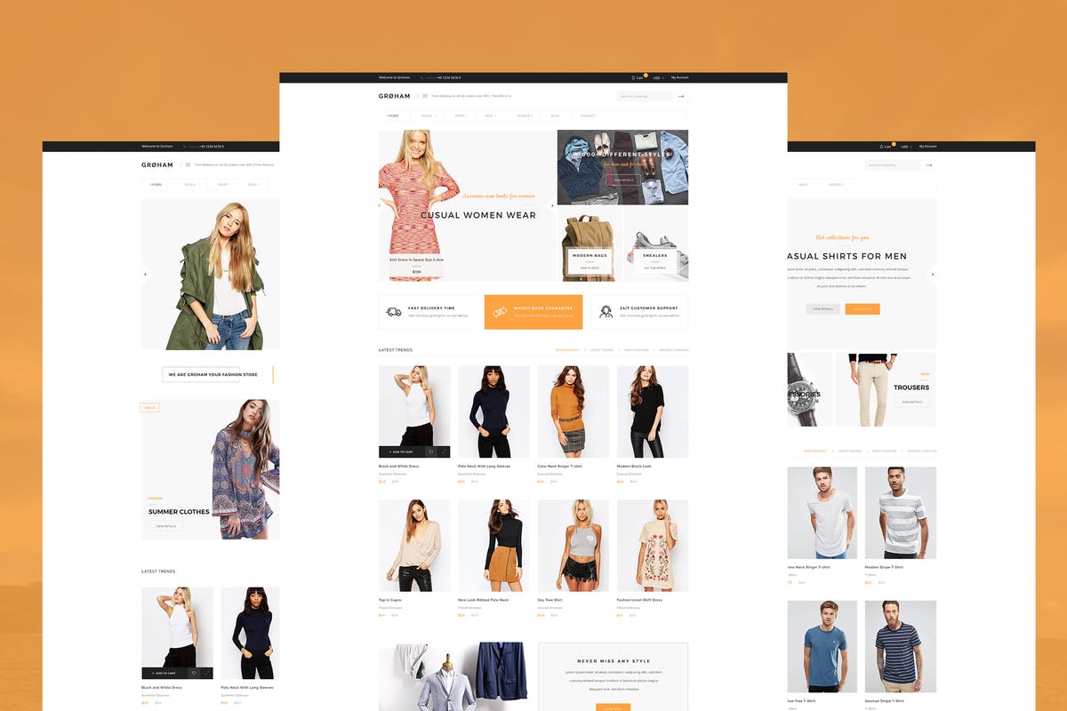 时尚服饰电商外贸网站HTML模板素材库精选 Groham – Fashion eCommerce HTML template插图