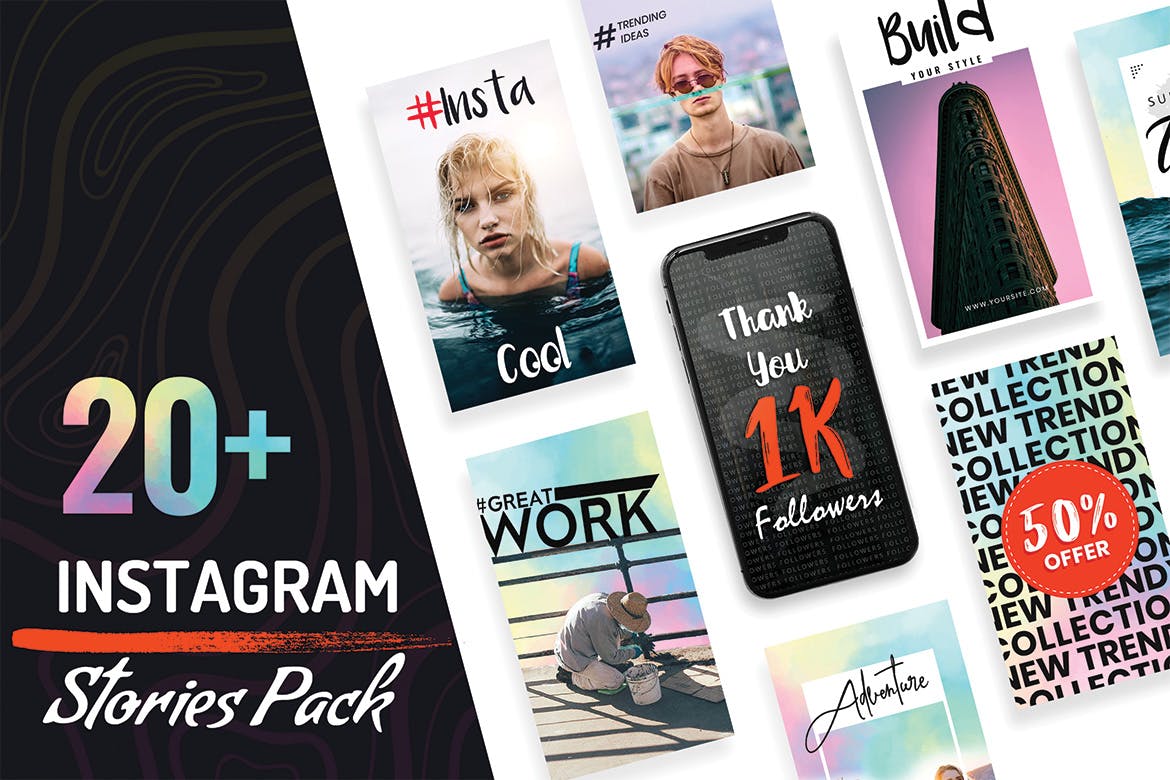 Instagram社交平台品牌故事宣传设计素材包 Instagram Stories Template插图(1)