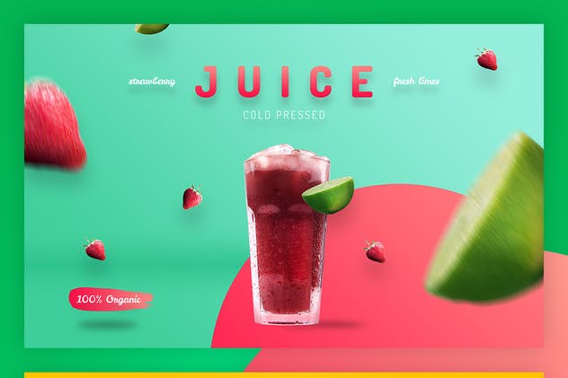 10款有机果汁主题巨无霸广告图片模板素材库精选 Organic Juice – 10 Premium Hero Image Templates插图(5)