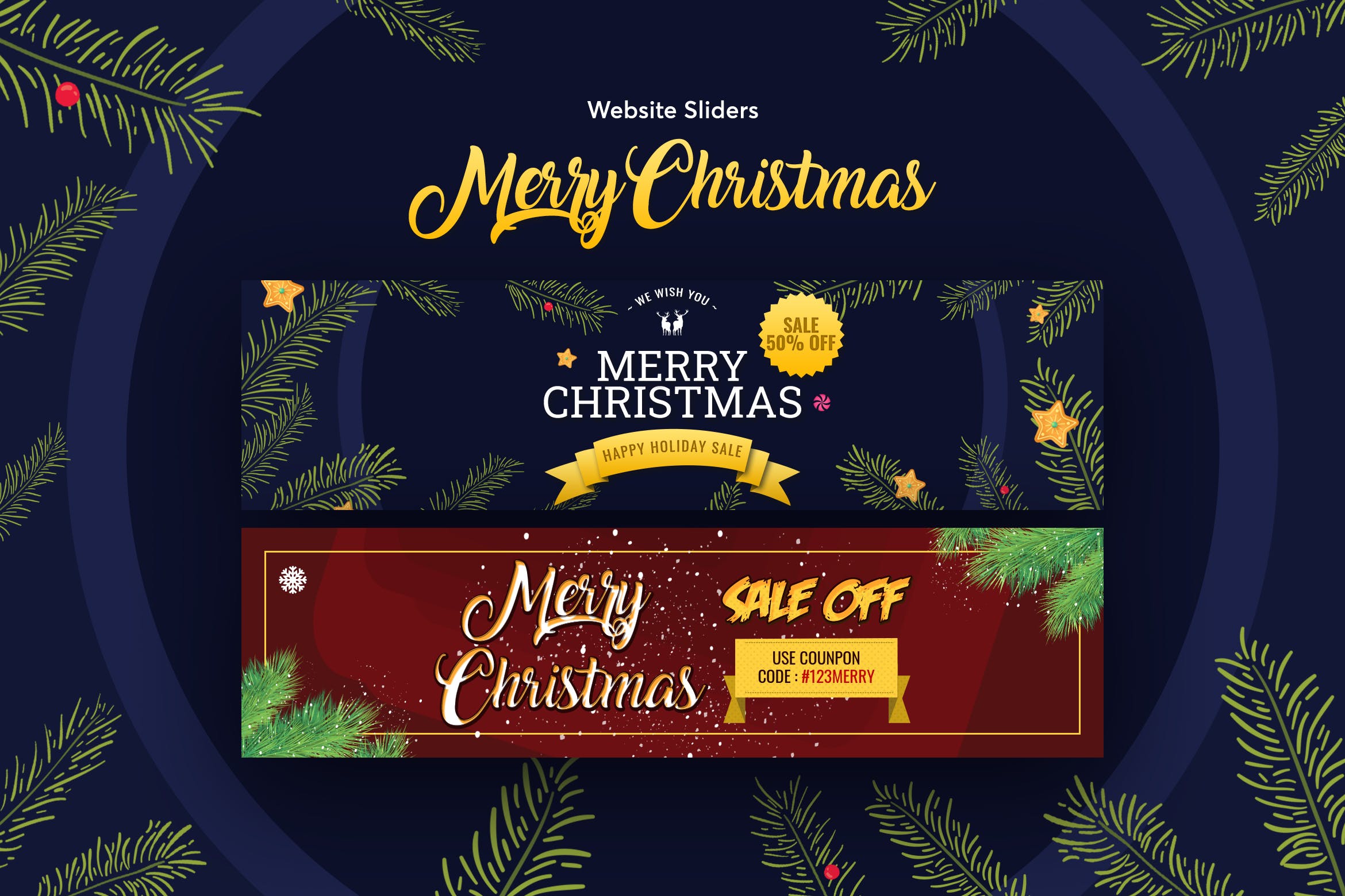 圣诞节焦点图广告Banner设计模板 Merry Christmas Sliders插图