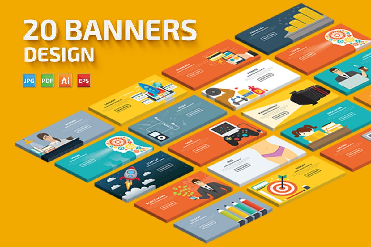 20款概念插画网站广告Banner素材v4 20 Banners插图