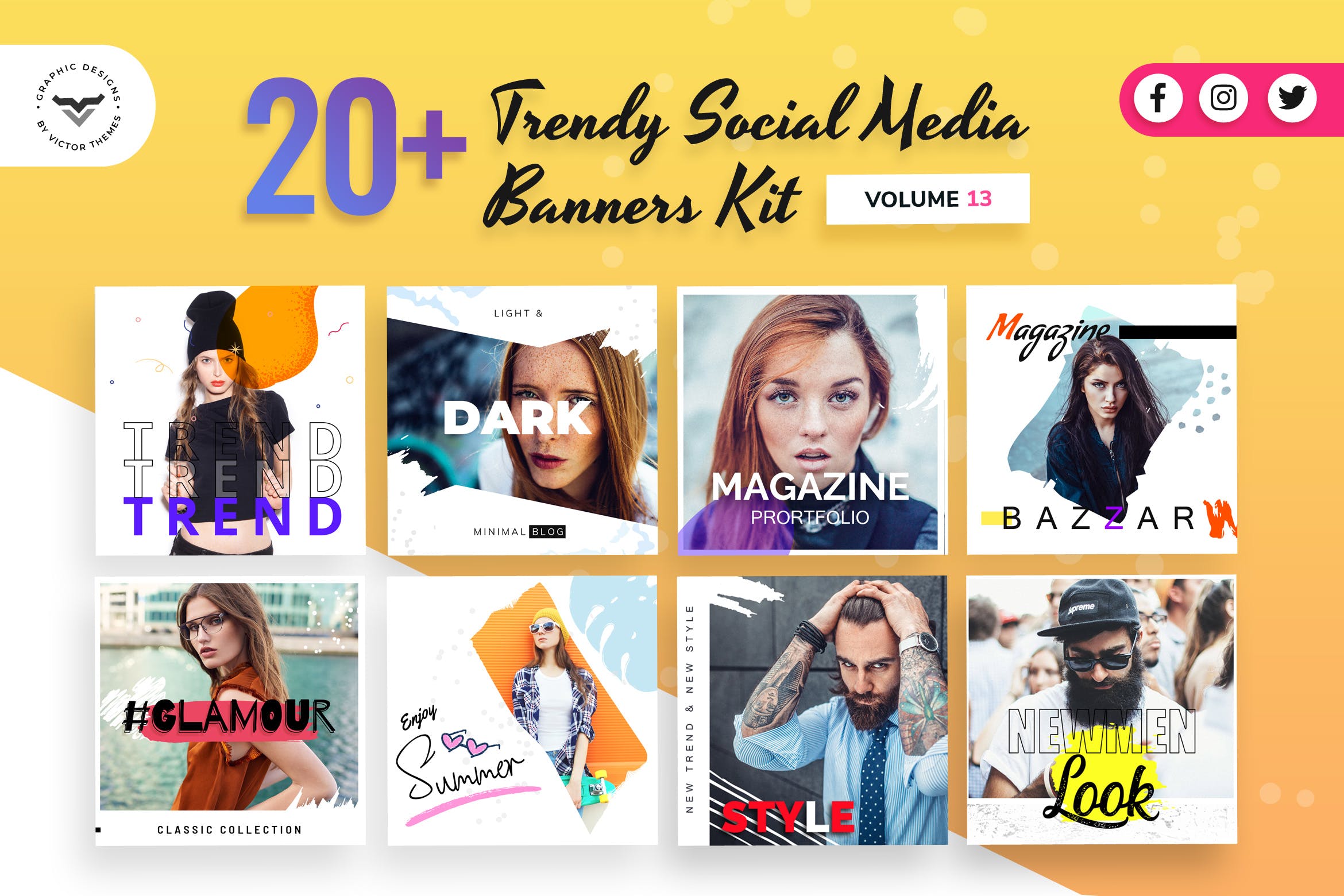 20+社交媒体方形宣传广告Banner设计模板 XIII Social Media Banners Kit Volume XIII插图