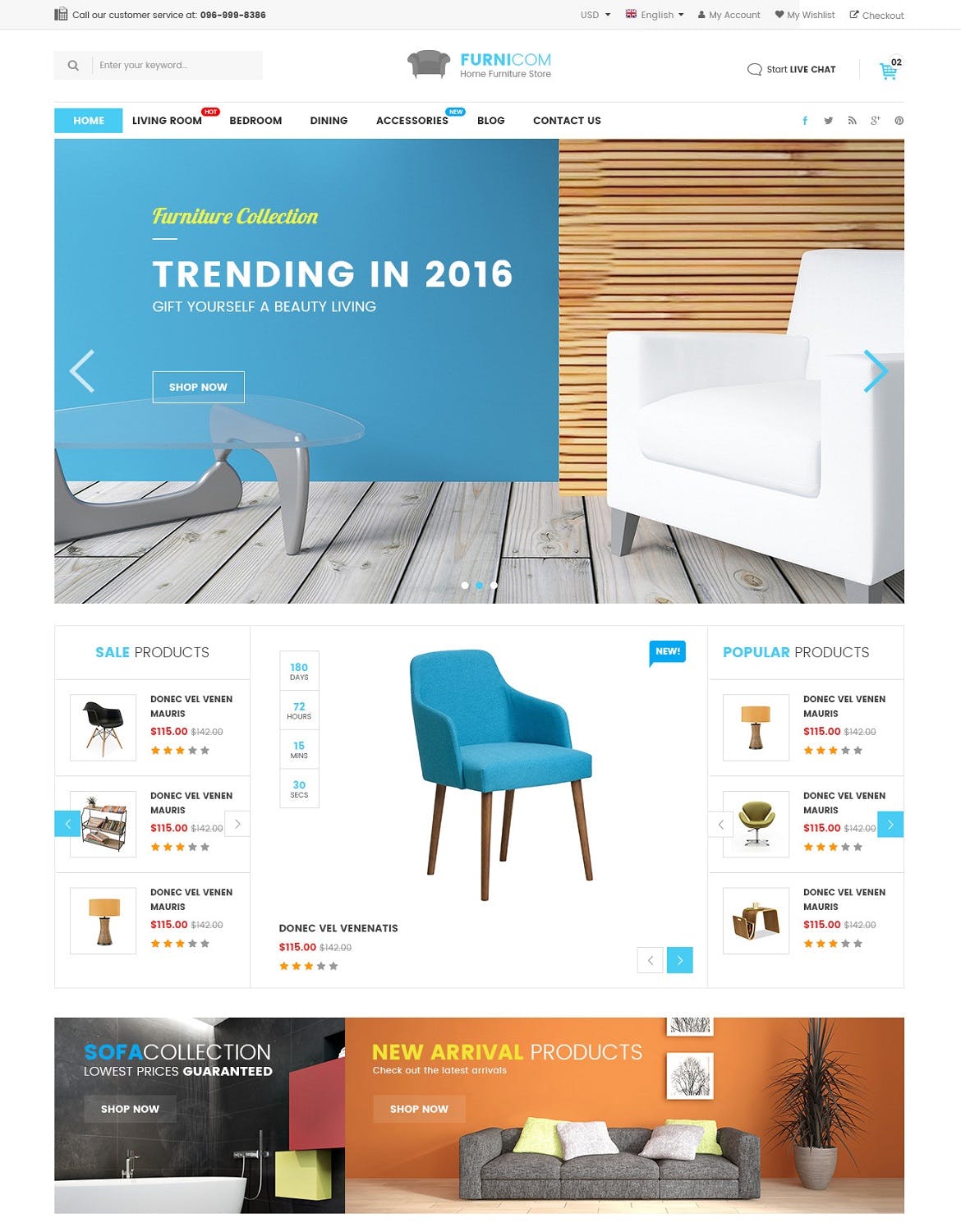 家具家装网上商城HTML模板16设计网精选 Furnicom – Furniture & Interior HTML Template插图(4)