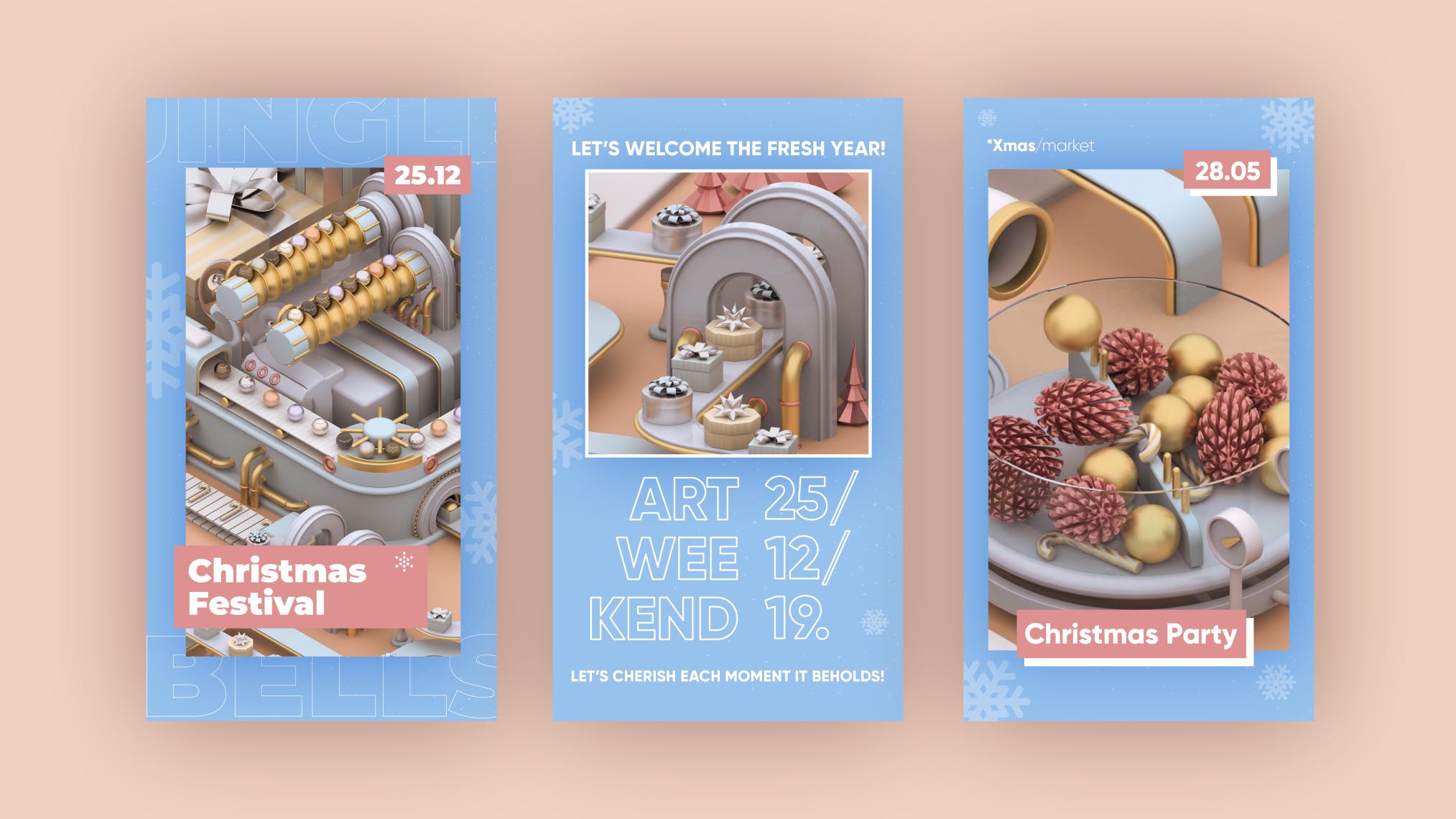 圣诞节3D建模工厂场景背景品牌故事/促销广告模板 Christmas Stories插图(13)