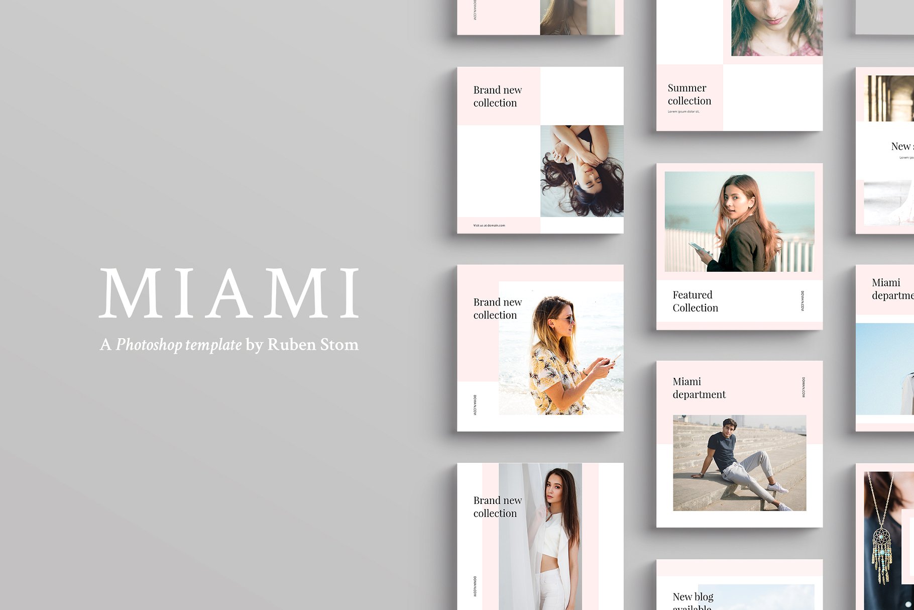 适合多个社交媒体平台的插图配图设计模板非凡图库精选 Miami Social Media Templates插图