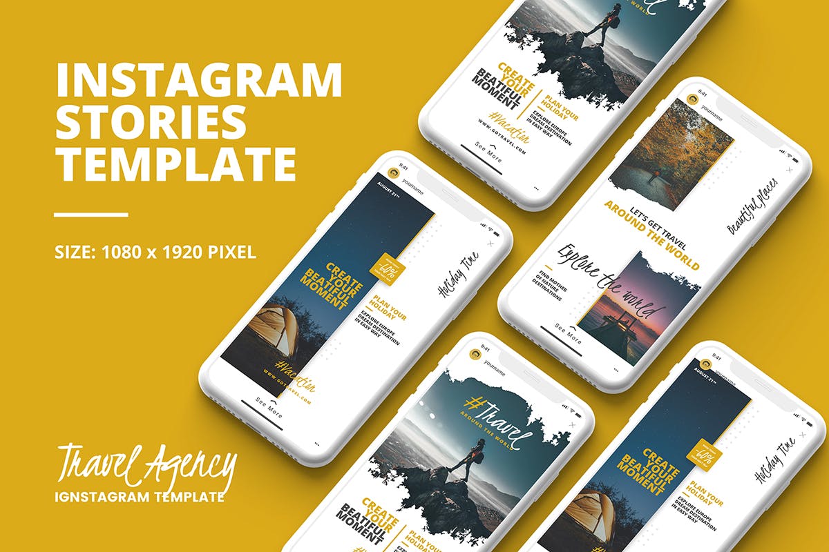 旅游主题Instagram品牌故事社交营销推广广告设计模板16图库精选 Travel Instagram Story Template插图