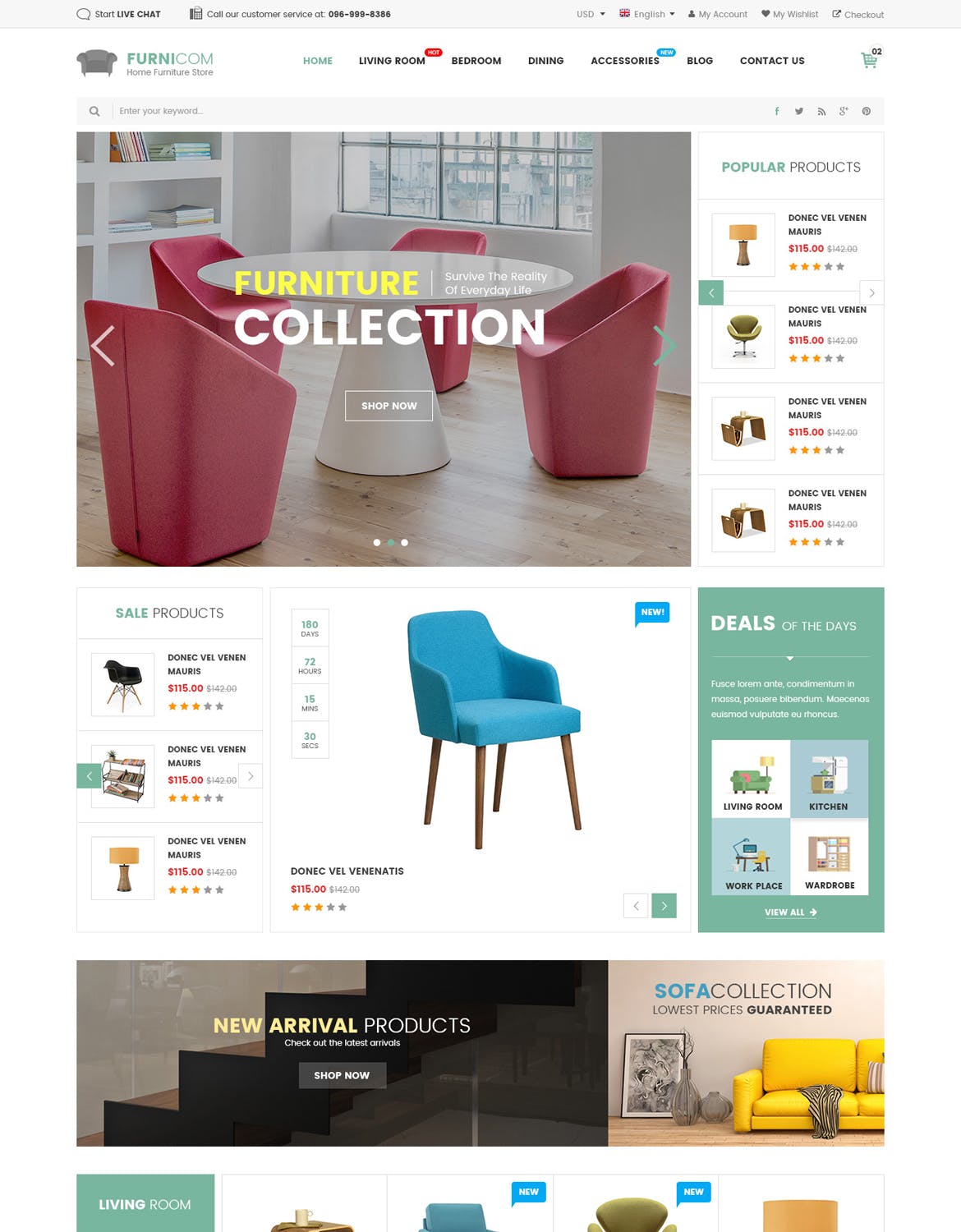 家具家装网上商城HTML模板16设计网精选 Furnicom – Furniture & Interior HTML Template插图(3)