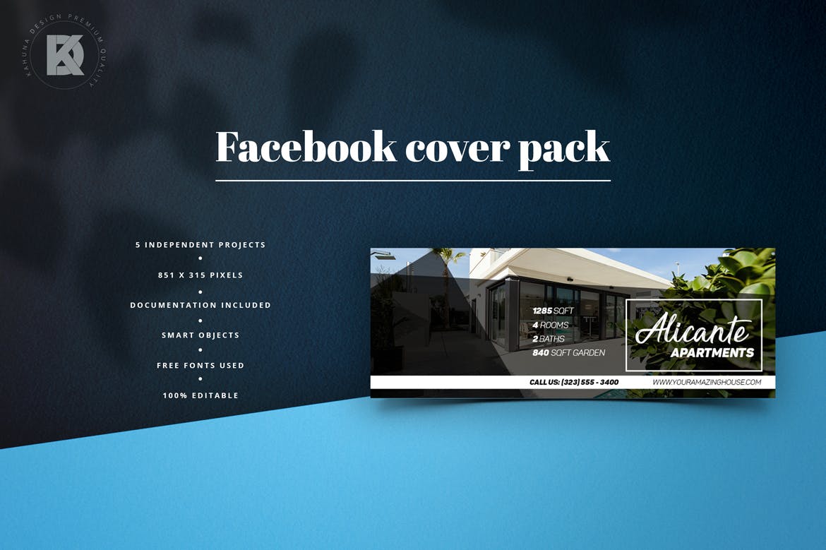 房地产商社交推广Facebook主页封面设计模板素材库精选 Real Estate Facebook Cover插图(2)