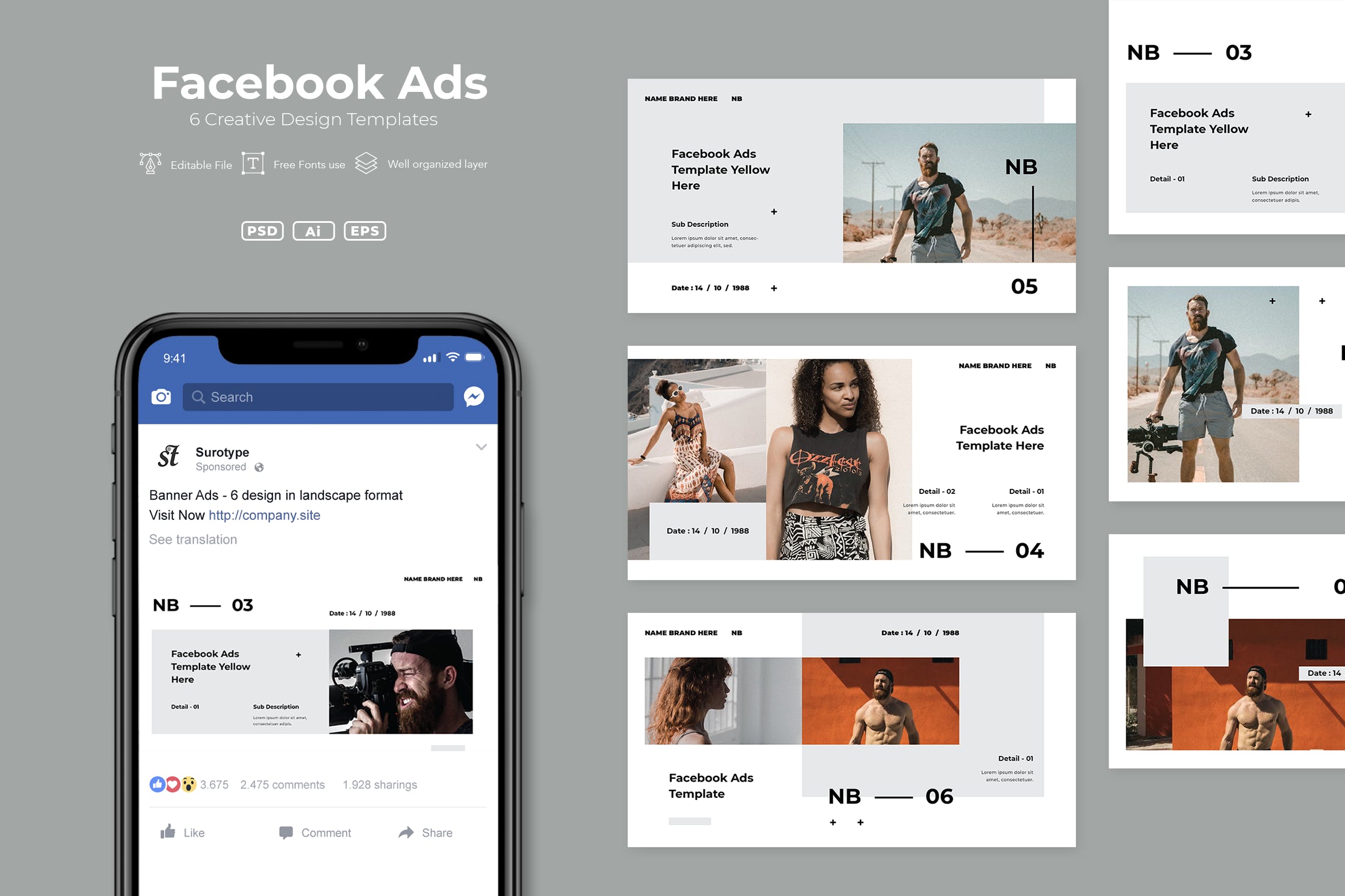 创意Facebook品牌推广广告设计模板素材库精选v14 SRTP – Facebook Ads. v14插图
