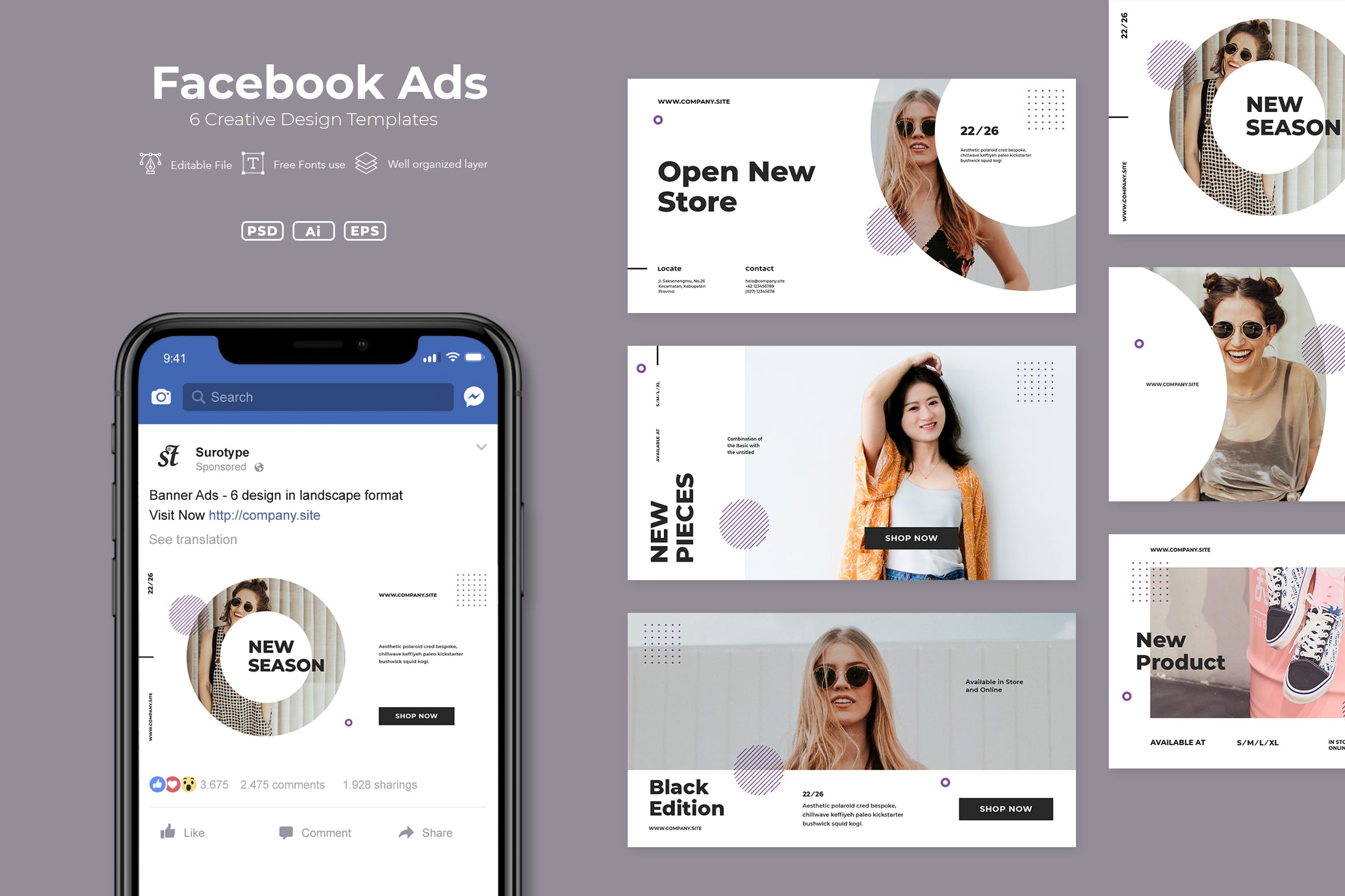 Facebook营销推广创意16设计网精选广告模板素材v21 ADL – Facebook Ads.v21插图
