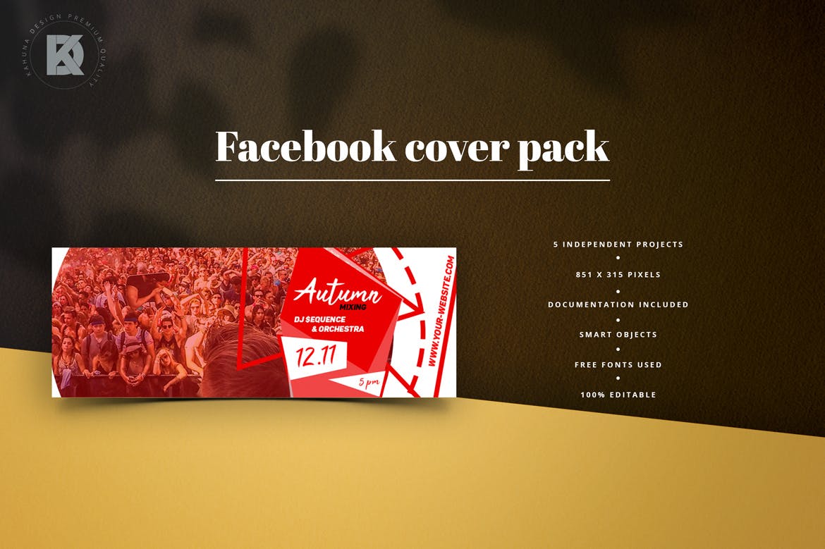 音乐节/音乐演出活动Facebook主页封面设计模板16设计网精选 Music Facebook Cover Pack插图(5)