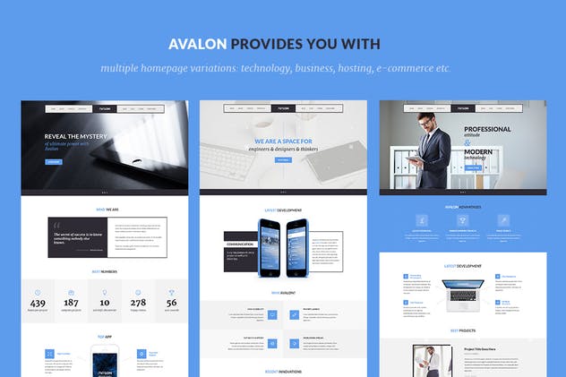 商业＆技术服务网站设计PSD模板素材库精选 Avalon — Business & Technology PSD Template插图(2)