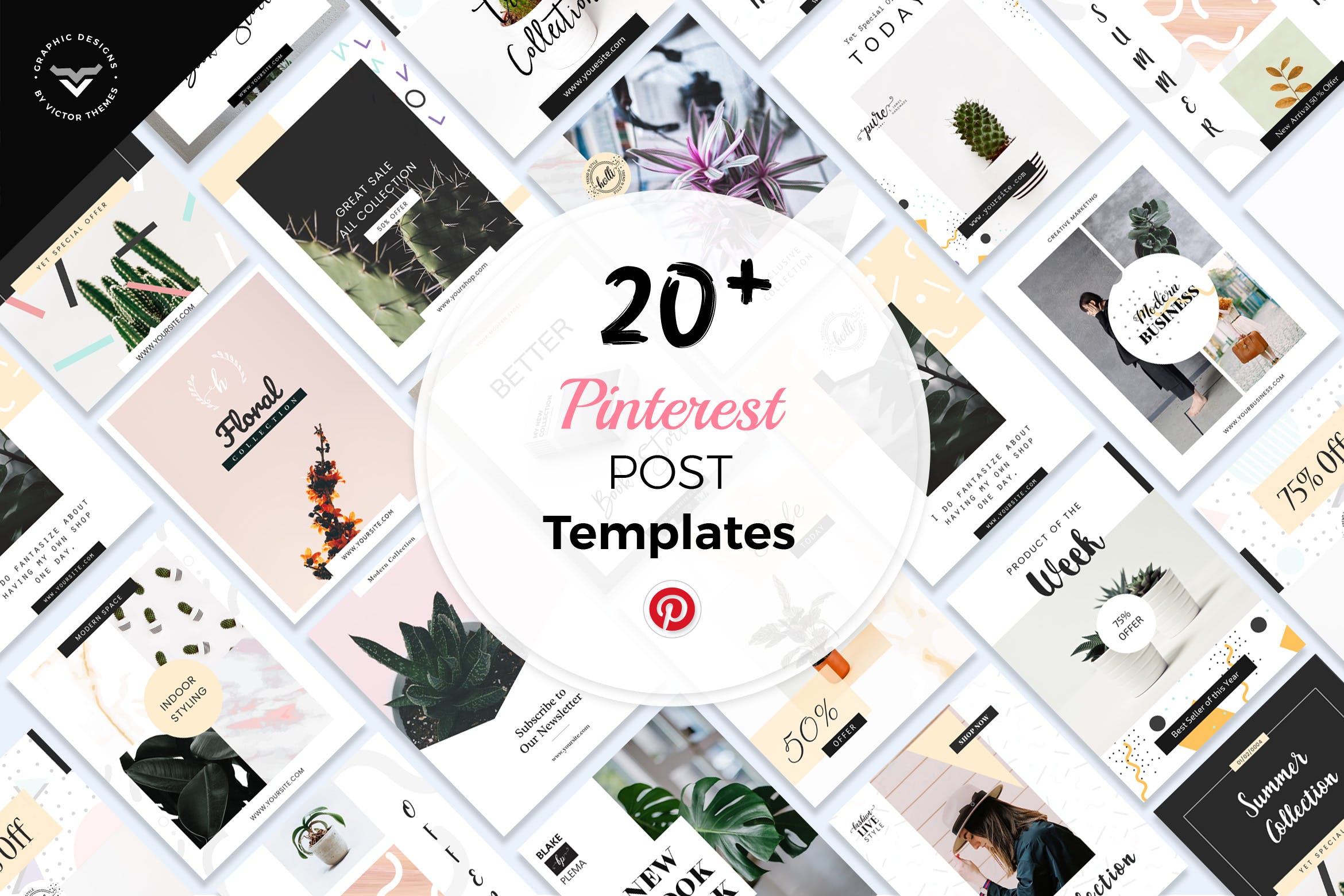 20+小资情调Pinterest社交网站文章配图模板16设计网精选 Pinterest Social Media Templates插图