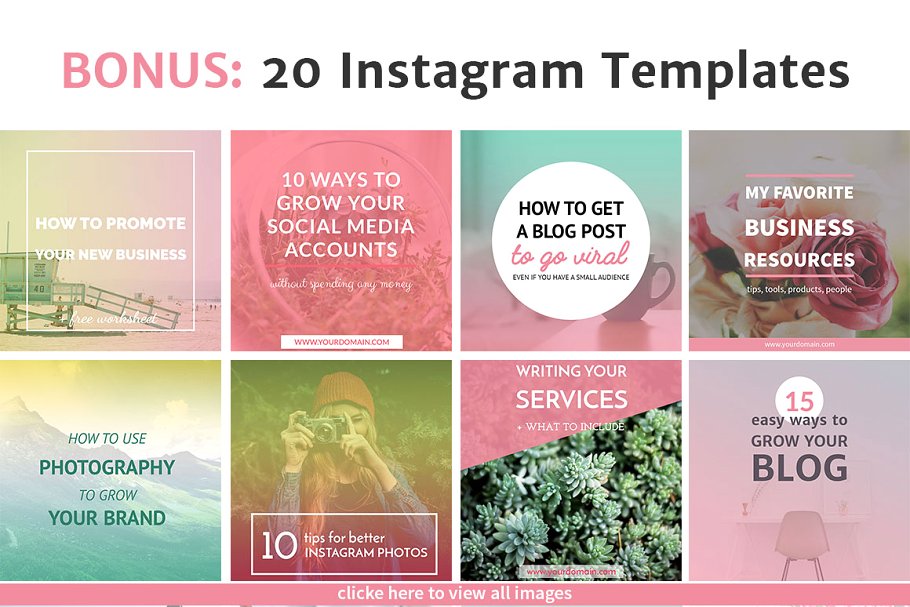 20款博客&Instagram设计贴图模板非凡图库精选 20 Blog Post and Instagram Templates插图(1)