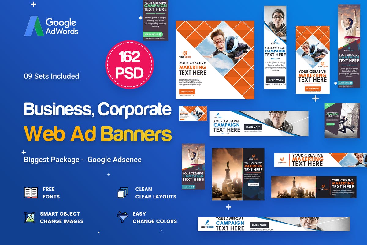 162款多用途多尺寸商业广告Banner素材库精选广告模板 Multipurpose, Business Banners Ad – 162 PSD插图