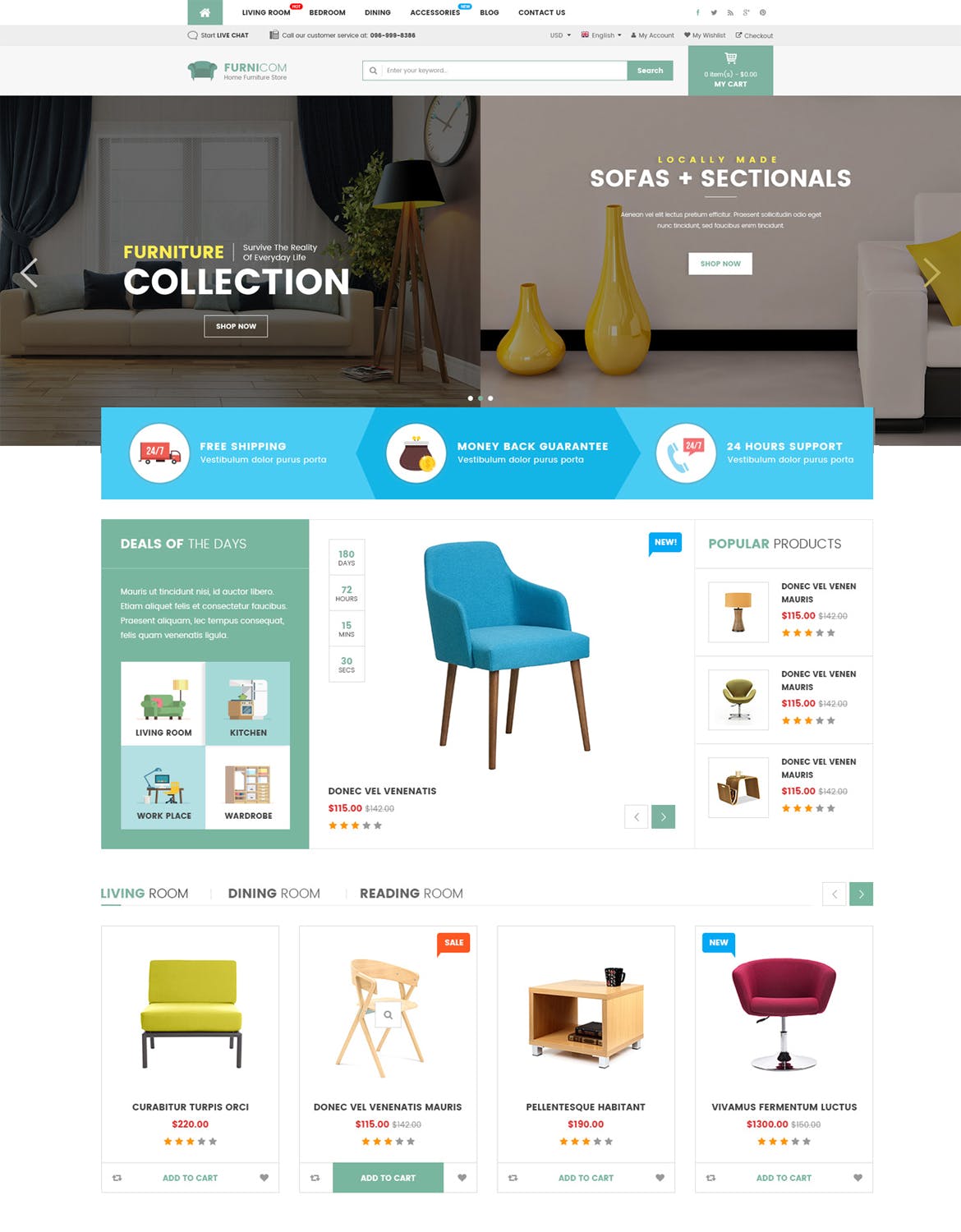 家具家装网上商城HTML模板16设计网精选 Furnicom – Furniture & Interior HTML Template插图(2)
