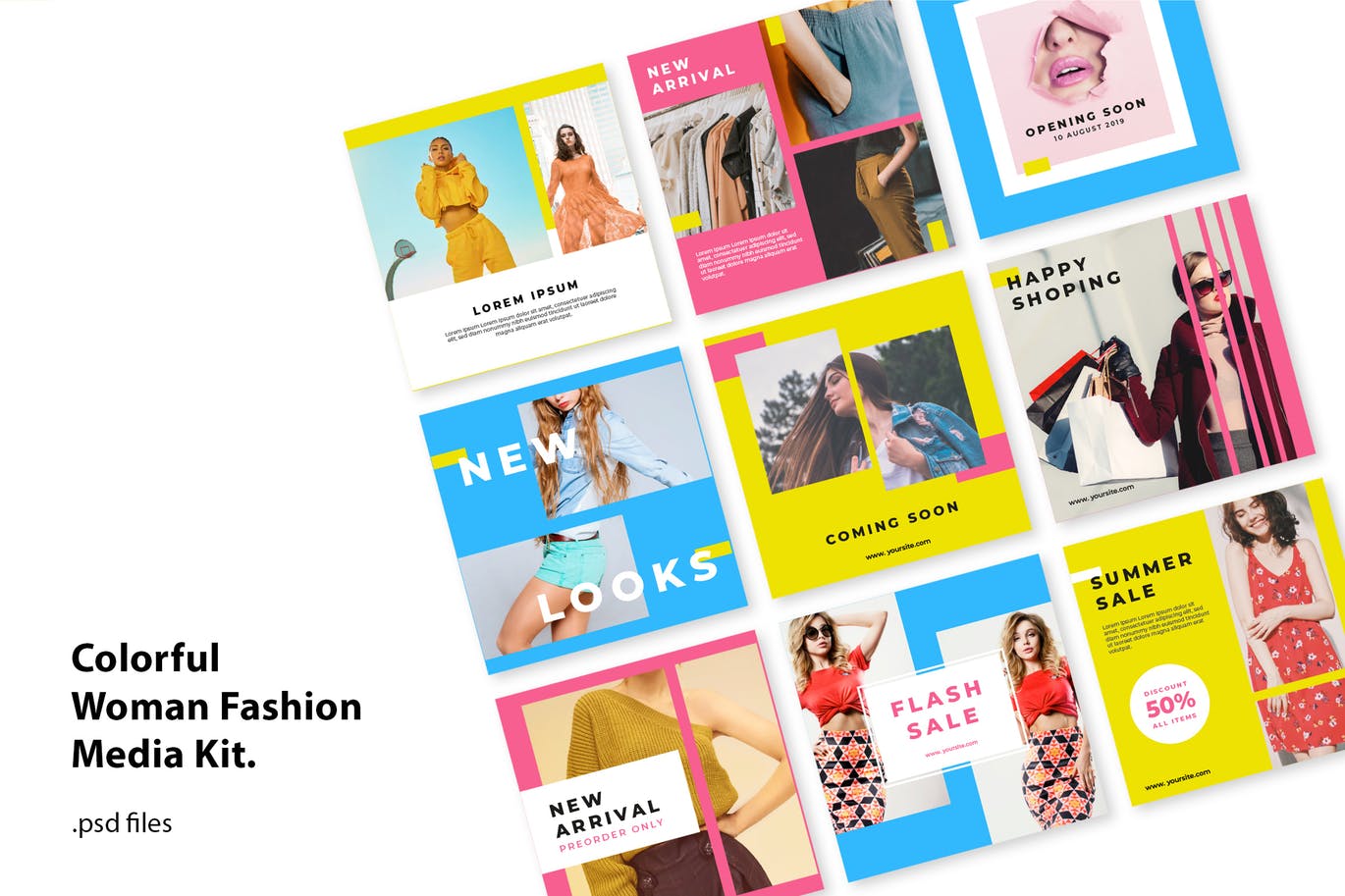 多彩时尚设计风格社交媒体设计素材包 Social Media Kit Colorfull Fashion插图
