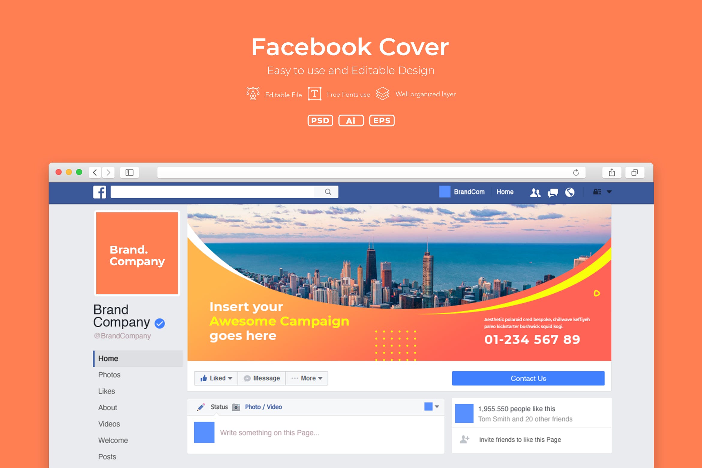 企业Facebook账号主页封面设计模板素材库精选v2.3 ADL Facebook Cover.v2.3插图