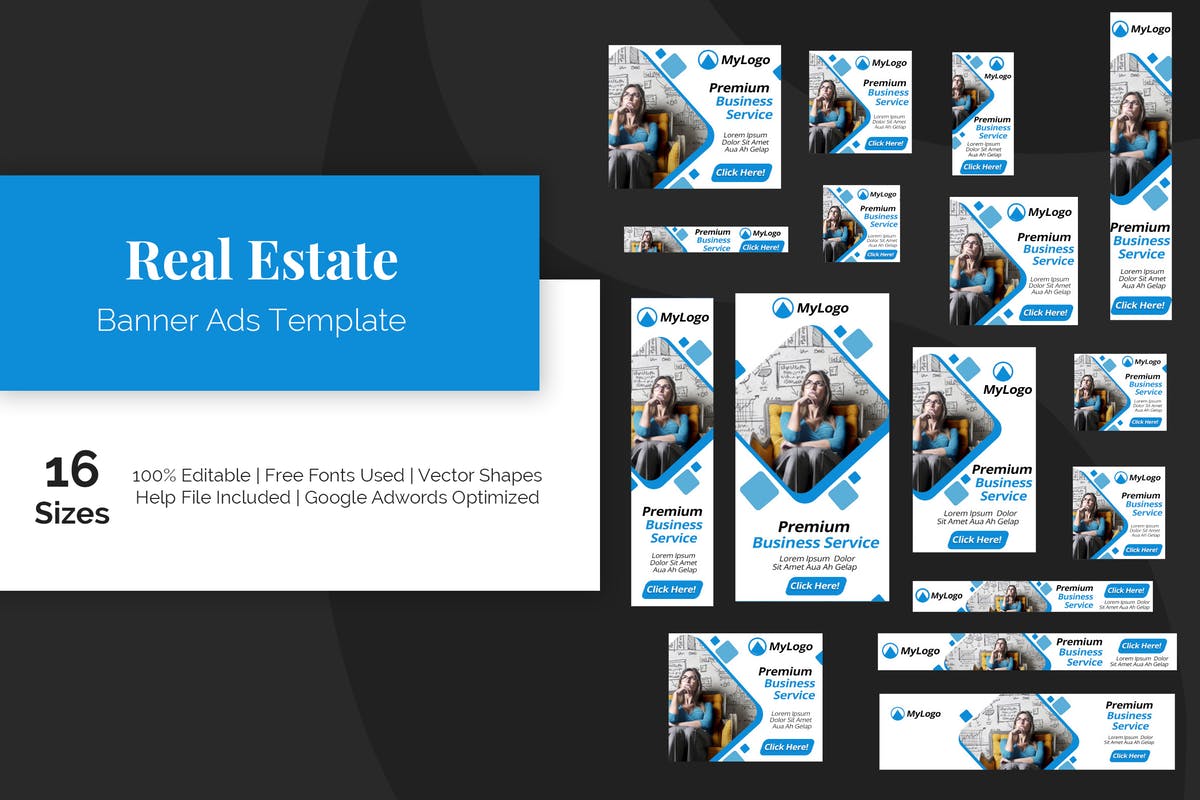 房地产企业网站Banner16设计网精选广告模板 Real Estate Banner Ads Template插图