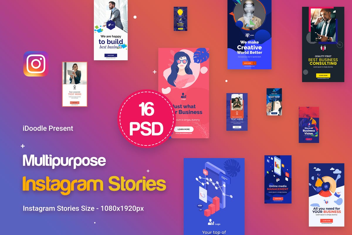 Instagram社交媒体品牌故事网页16设计网精选广告模板 Instagram Stories Multipurpose, Business Ad插图