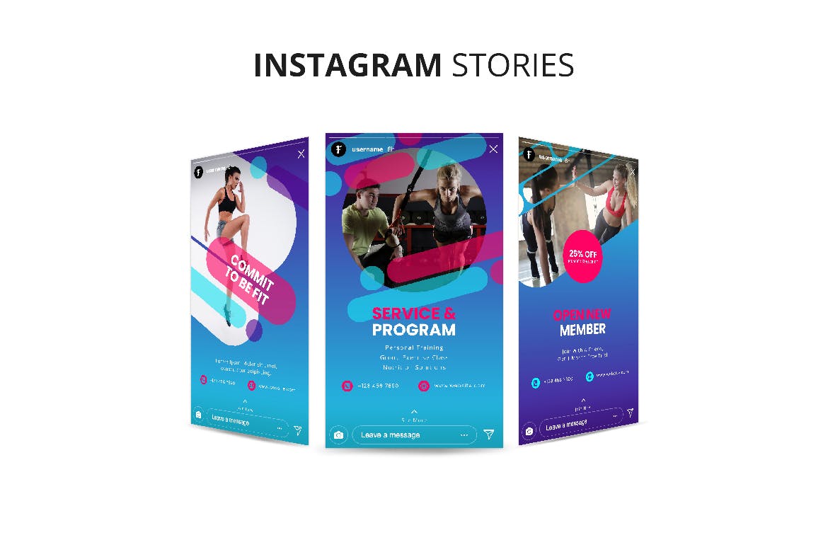 Instagram社交健身品牌营销设计素材 Fitness Instagram Stories插图(3)