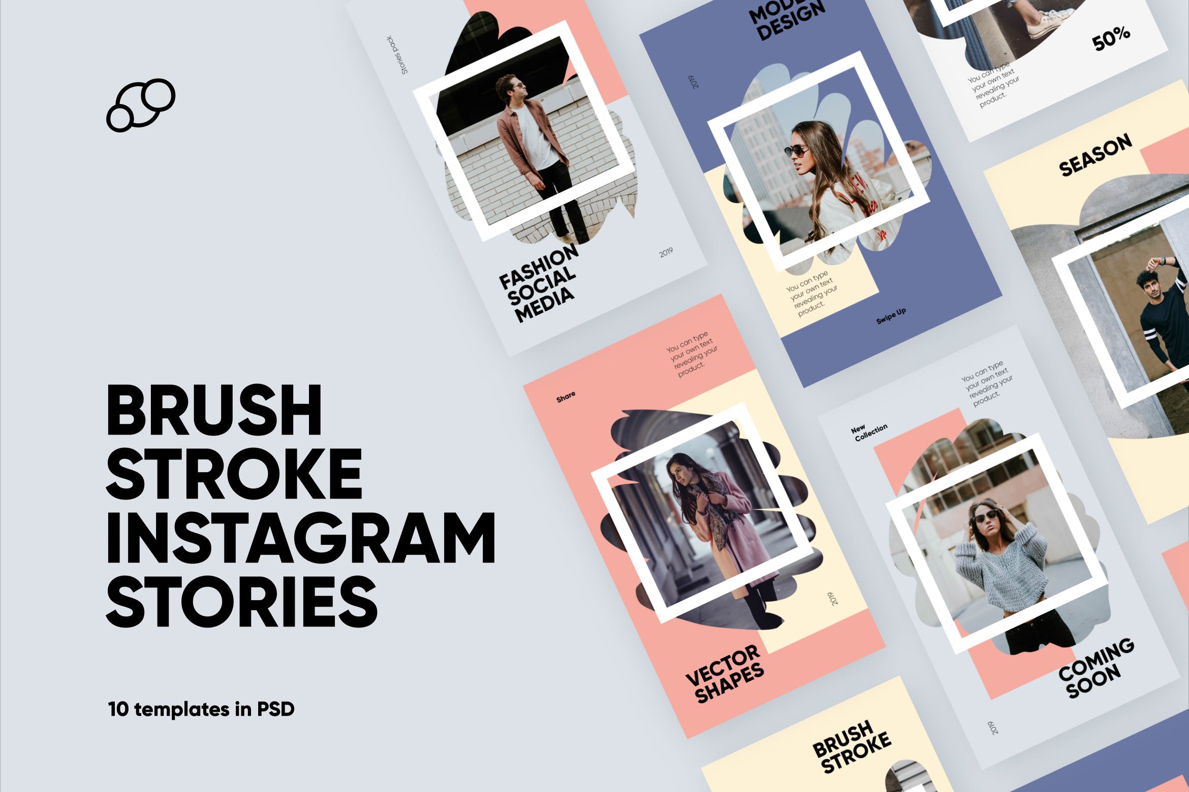 画笔笔触风格Instagram品牌故事包装设计素材 Brush Stroke Instagram Stories插图