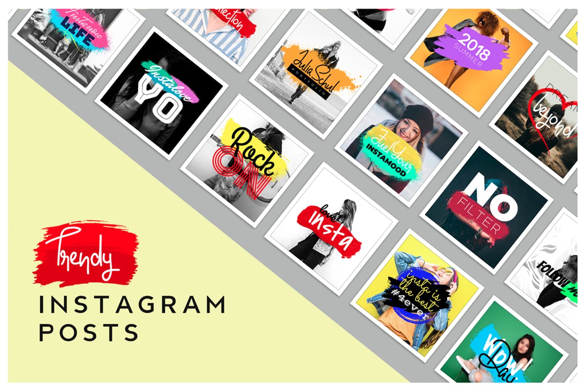 时尚充满活力的Instagram帖子设计模板非凡图库精选 Trendy & Vibrant Instagram Posts Templates插图