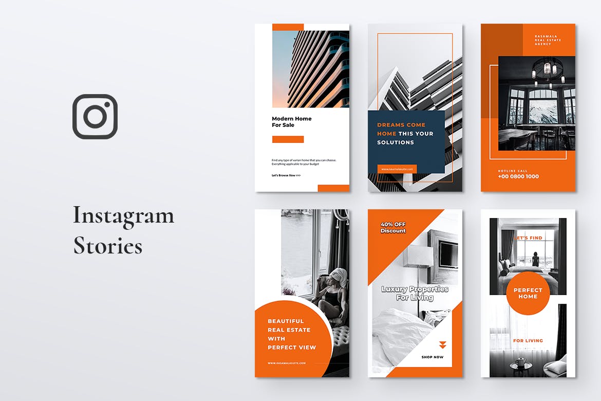 房地产销售租赁Instagram品牌营销广告图设计PSD模板素材库精选 RASAMALA Real Estate Instagram Stories插图(2)