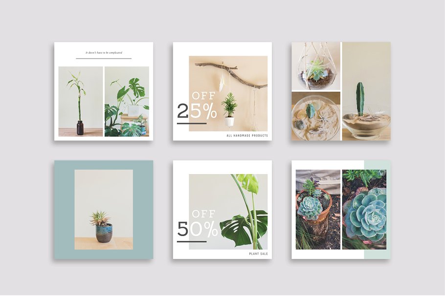 植物盆栽主题社交媒体贴图模板16图库精选[Instagram版本] NATURALIS Instagram Pack插图(6)