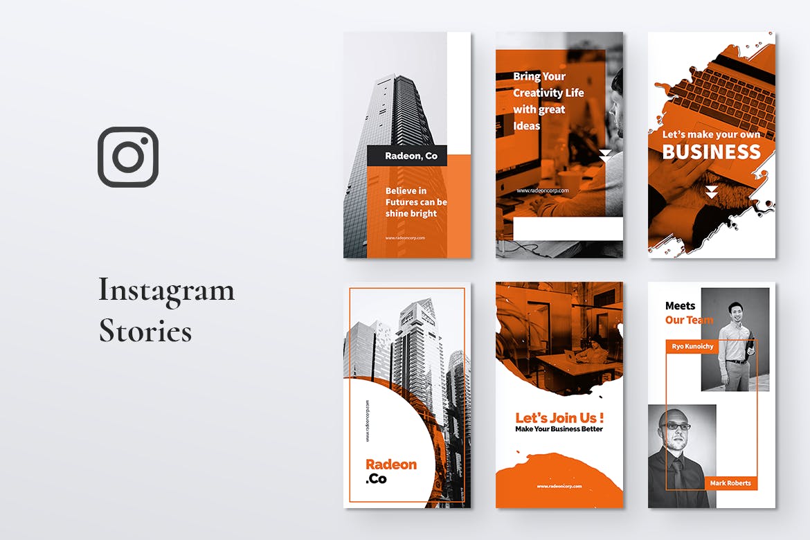 创意笔刷图形Instagram品牌故事推广设计模板非凡图库精选 RADEON Creative Agency Instagram Stories插图(1)