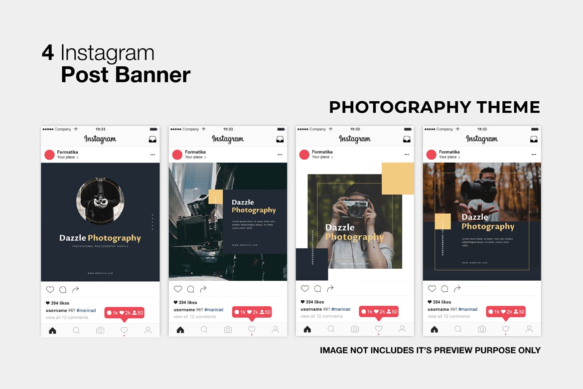 摄影公司社交推广Instagram设计素材 Dazzle Photography Instagram Post插图(1)