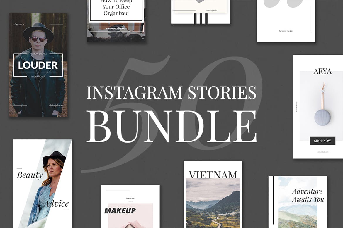 50款Instagram社交平台品牌故事营销策划设计模板非凡图库精选 50 Instagram Stories Bundle插图