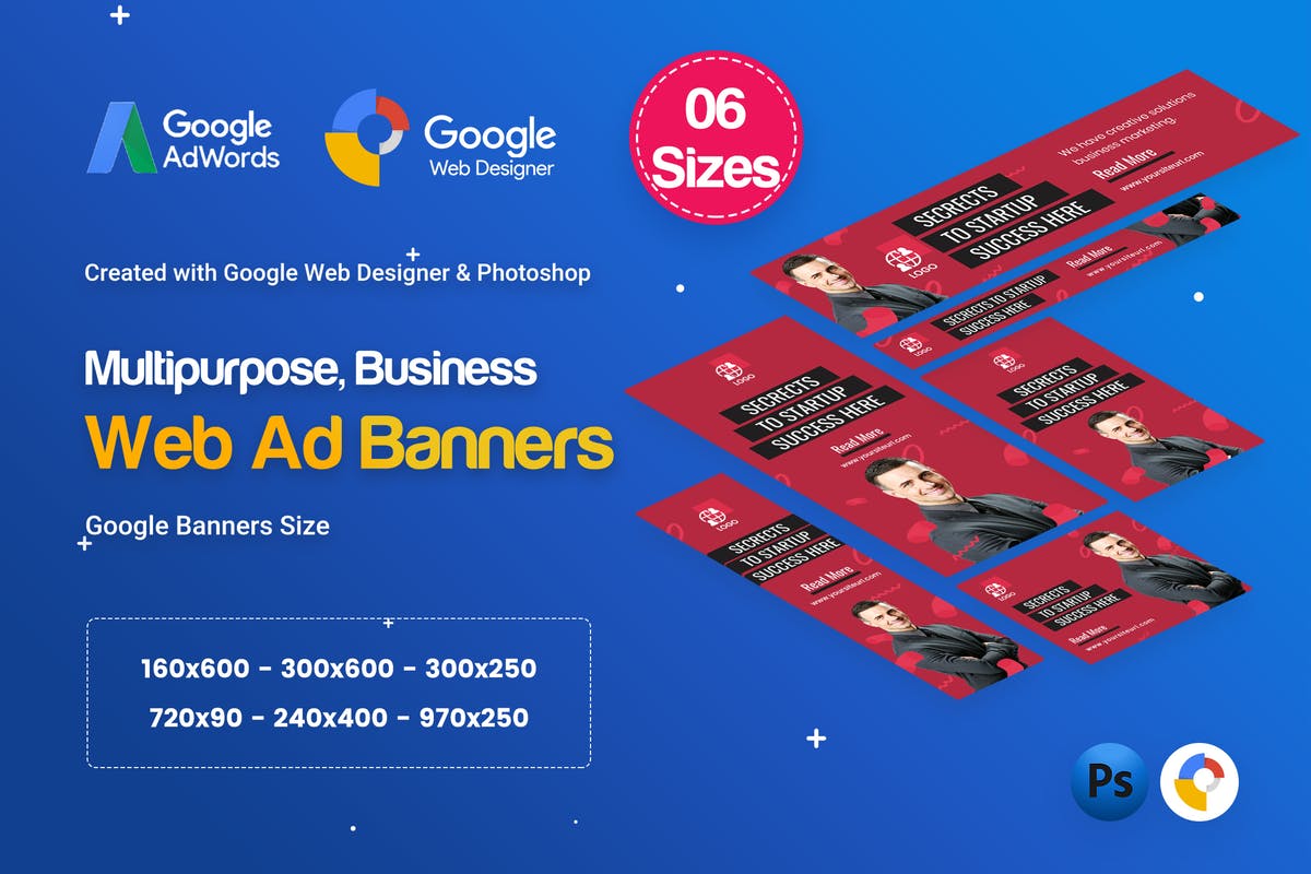 多用途商业市场营销谷歌广告Banner设计模板 Multi Purpose Banners HTML5 D28 – GWD & PSD插图
