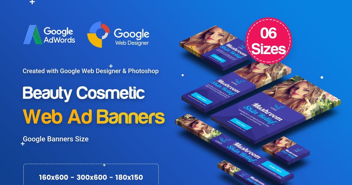 美容化妆品品类谷歌推广普贤居精选广告模板 C17 – Cosmetic Banners HTML5 – GWD & PSD插图