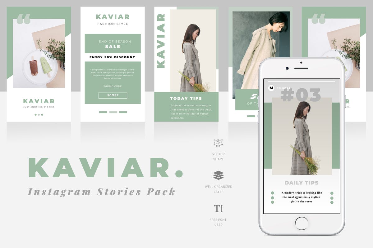 Instagram自媒体品牌宣传设计模板素材库精选素材 Kaviar Instagram Stories Template插图