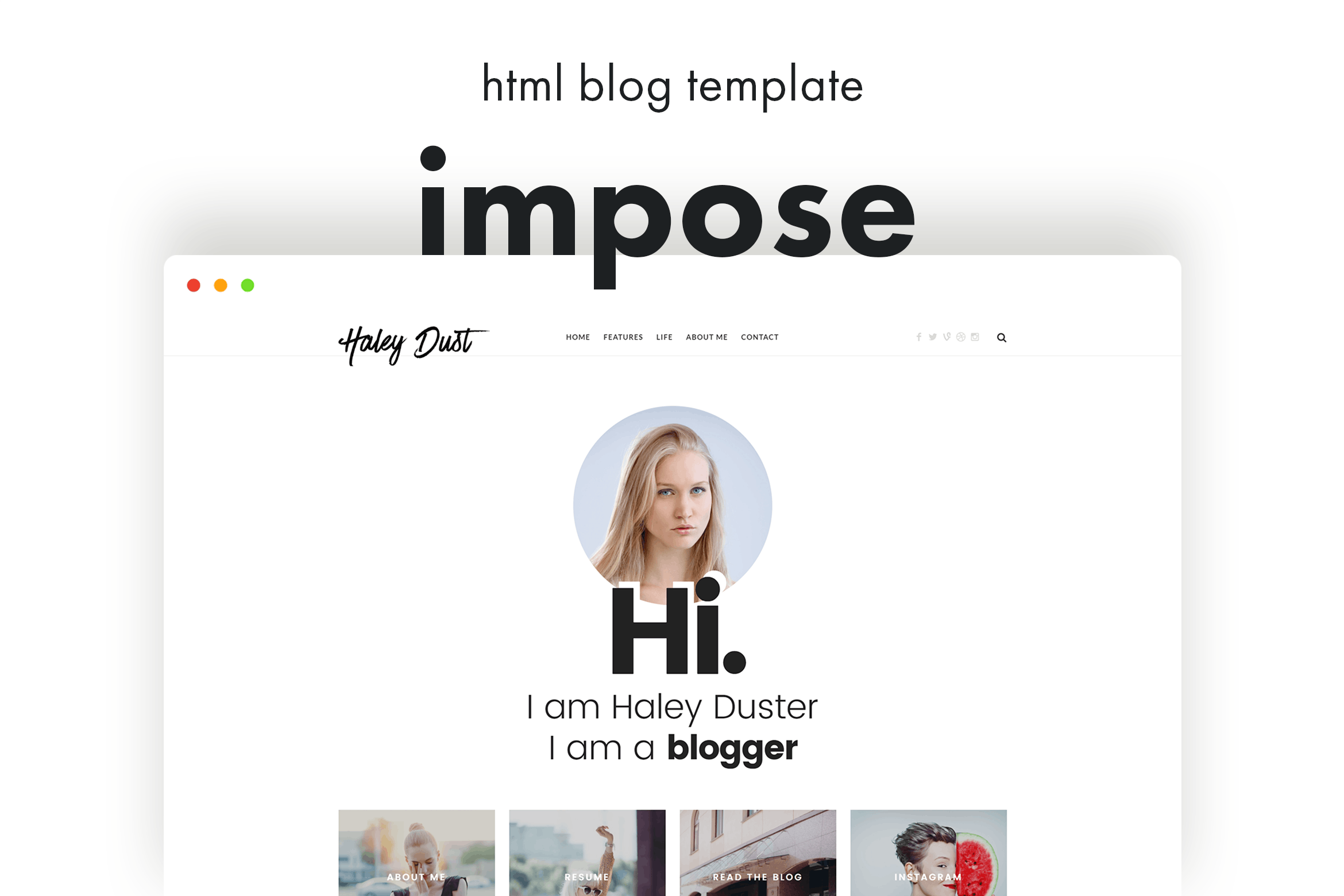 个人创意博客HTML模板16设计网精选素材 Impose – Blog Template插图