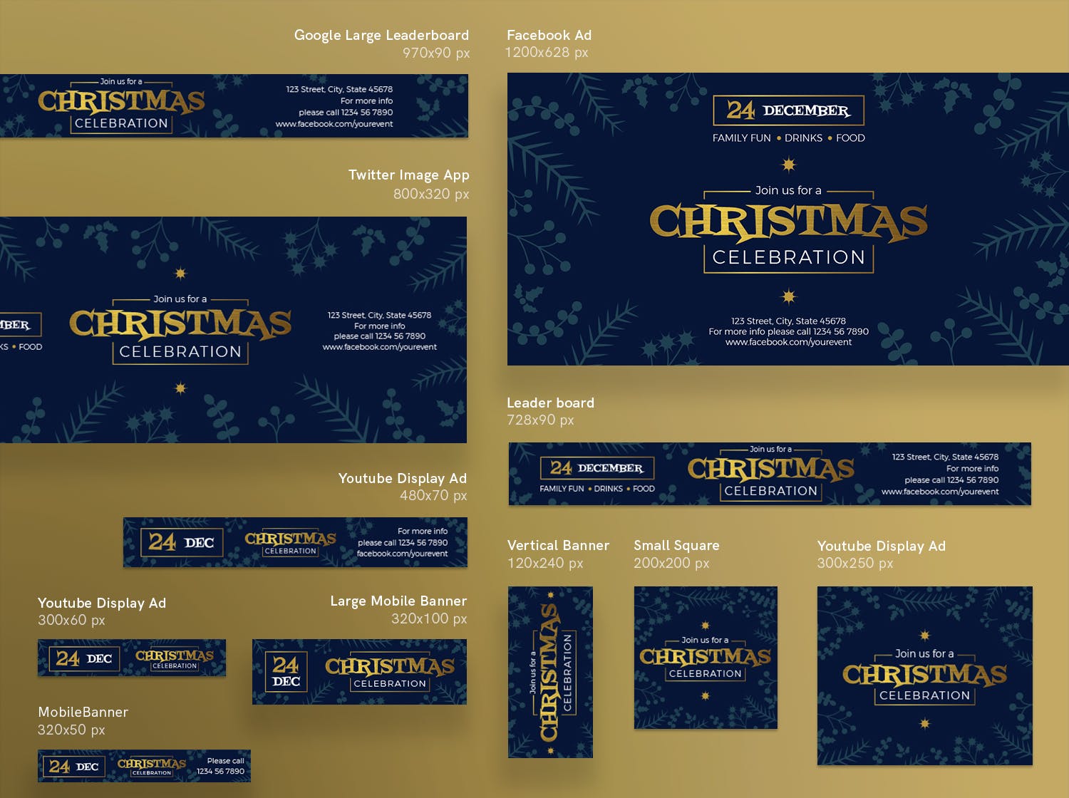 圣诞庆祝活动/圣诞促销广告Banner设计模板 Christmas Celebration Banner Pack Template插图(2)