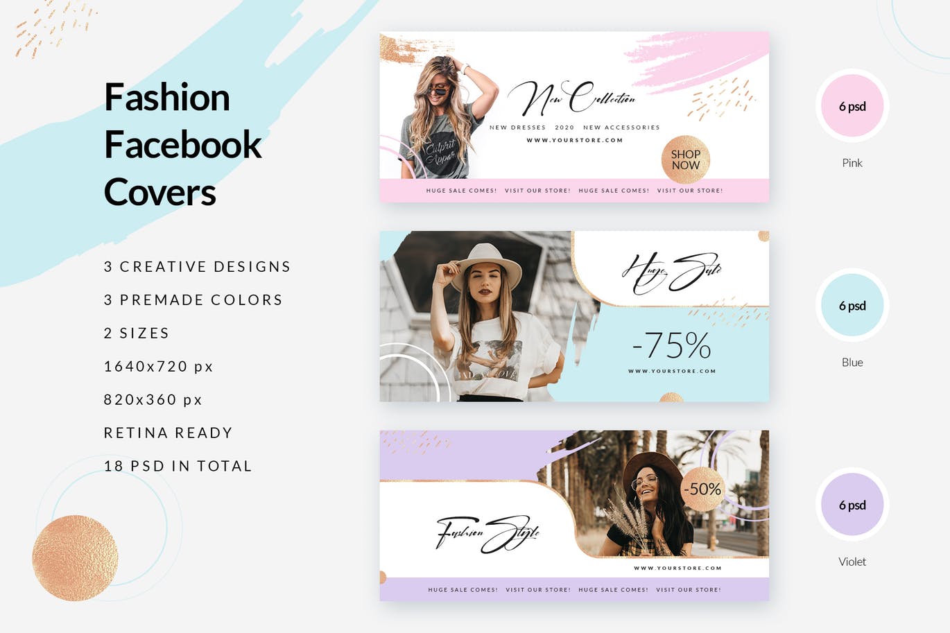 时尚品牌打折促销Facebook封面设计模板素材库精选 Fashion Facebook Covers插图