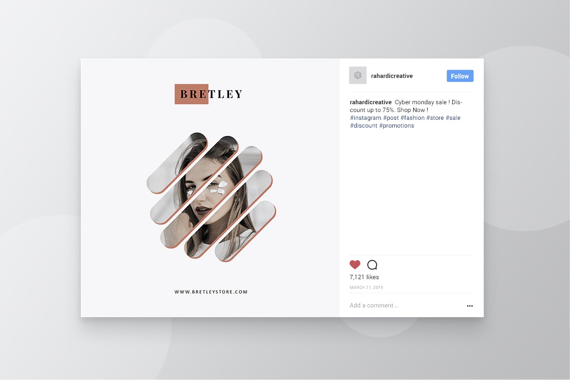 10款Instagram&Facebook社交平台时尚品牌贴图设计模板素材库精选 BRETLEY Fashion Store Instagram & Facebook Post插图(5)