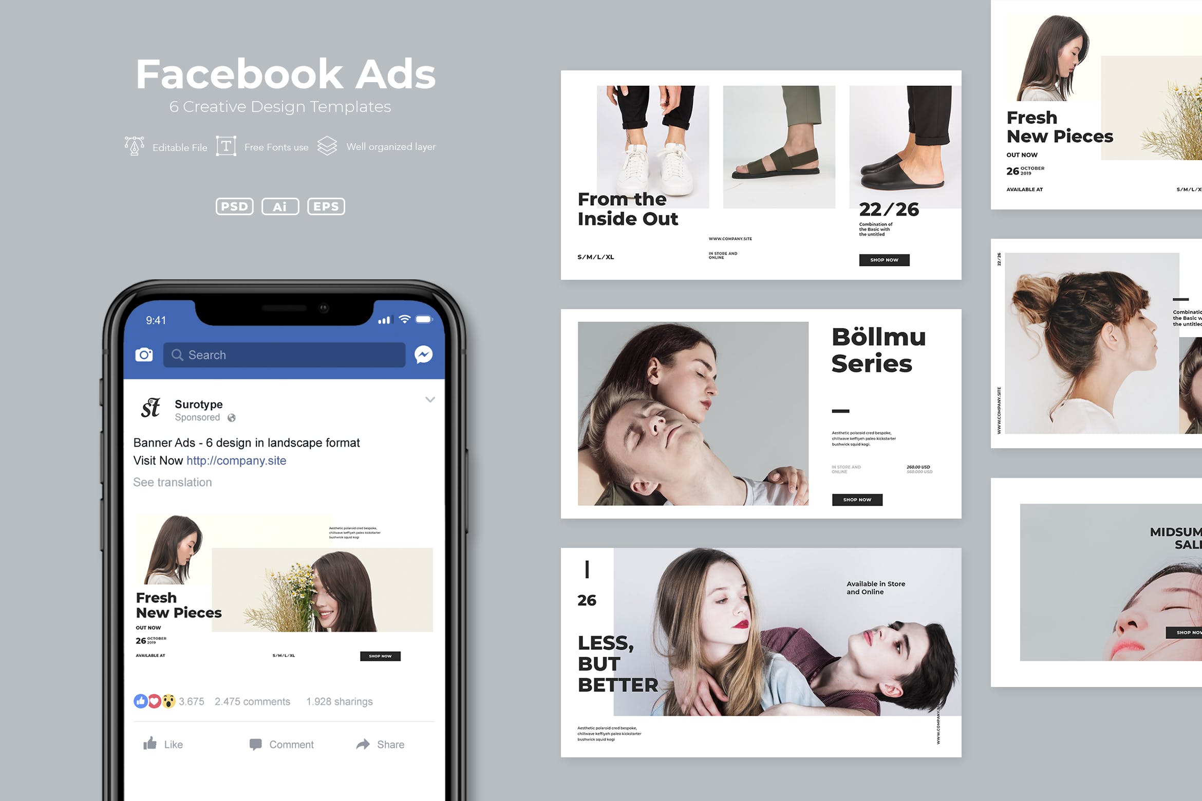 Facebook社交平台品牌营销推广素材库精选广告模板v18 ADL – Facebook Ads.v18插图